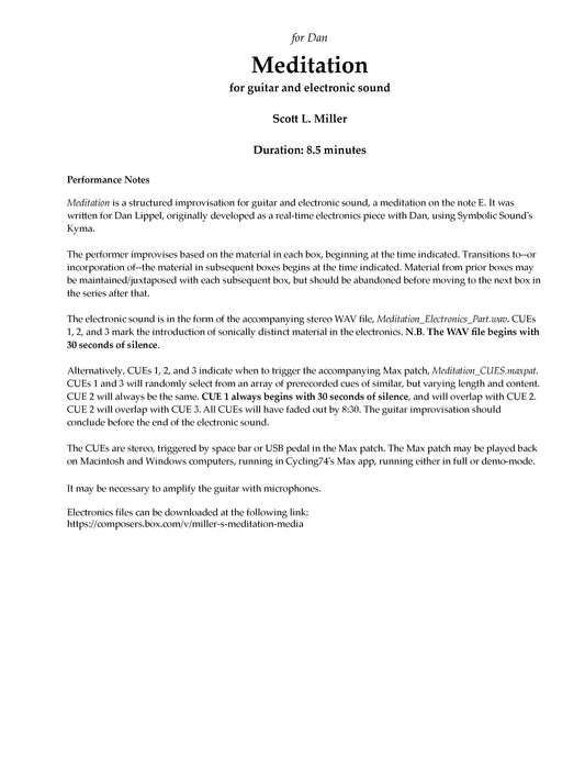 Meditation For Guitar And Electronic Sound