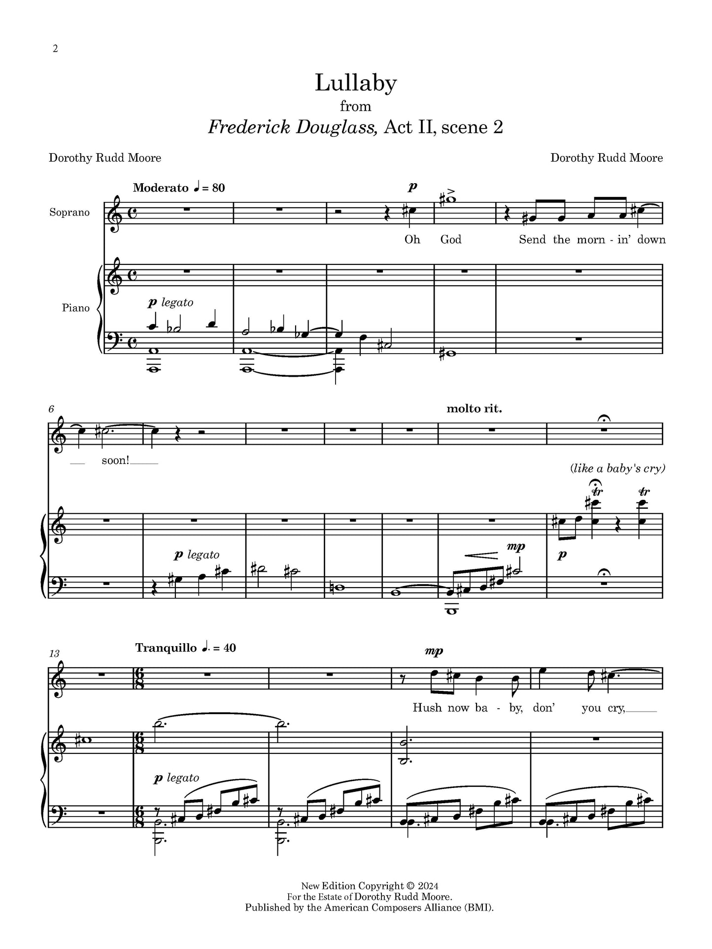 LULLABY from the opera Frederick Douglass - song version