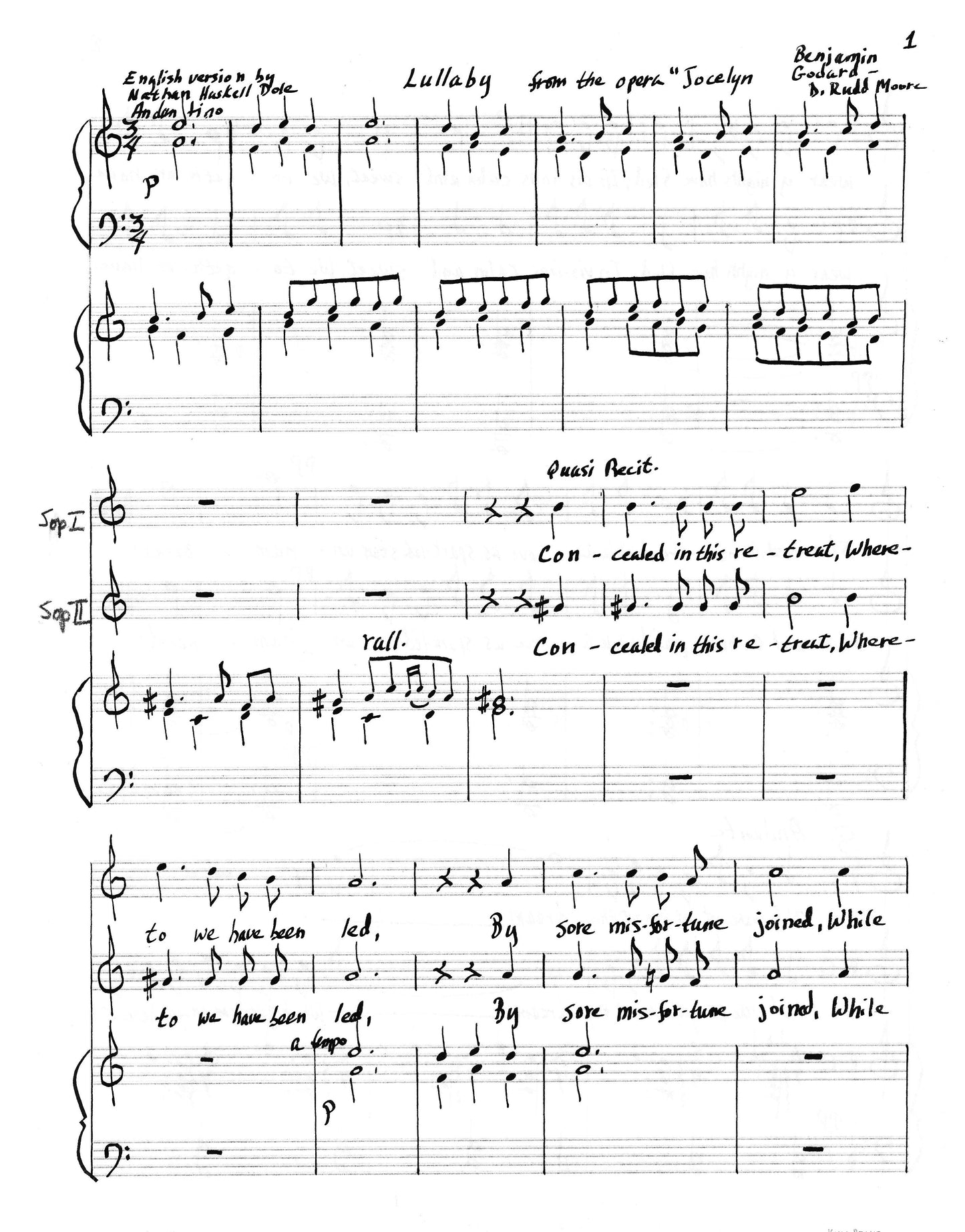 LULLABY from the opera Jocelyn of Benjamin Godard