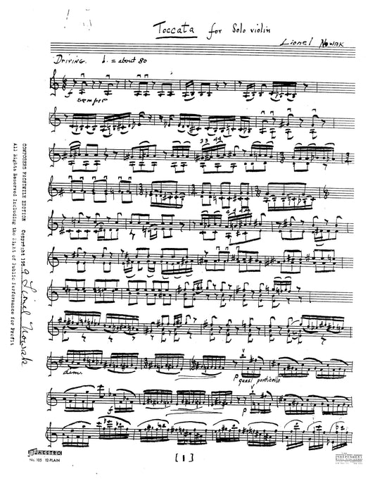 TOCCATA FOR SOLO VIOLIN