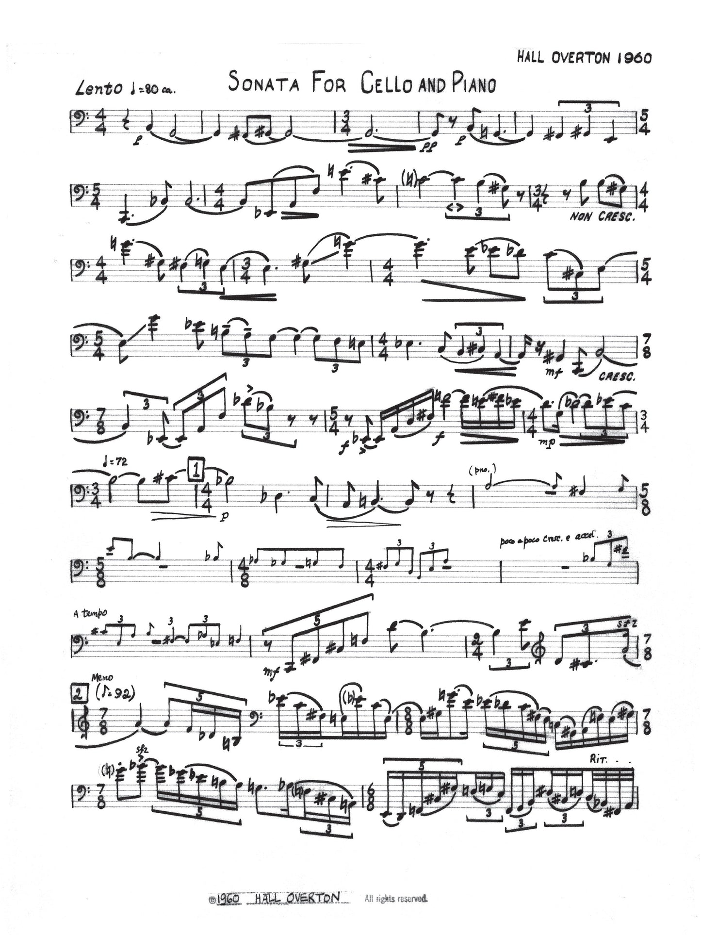 SONATA FOR CELLO and PIANO