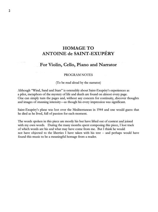 Homage to Antoine de Saint-Exupery