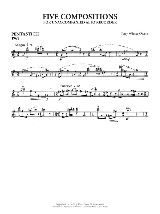 Five Compositions for Unaccompanied Alto Recorder