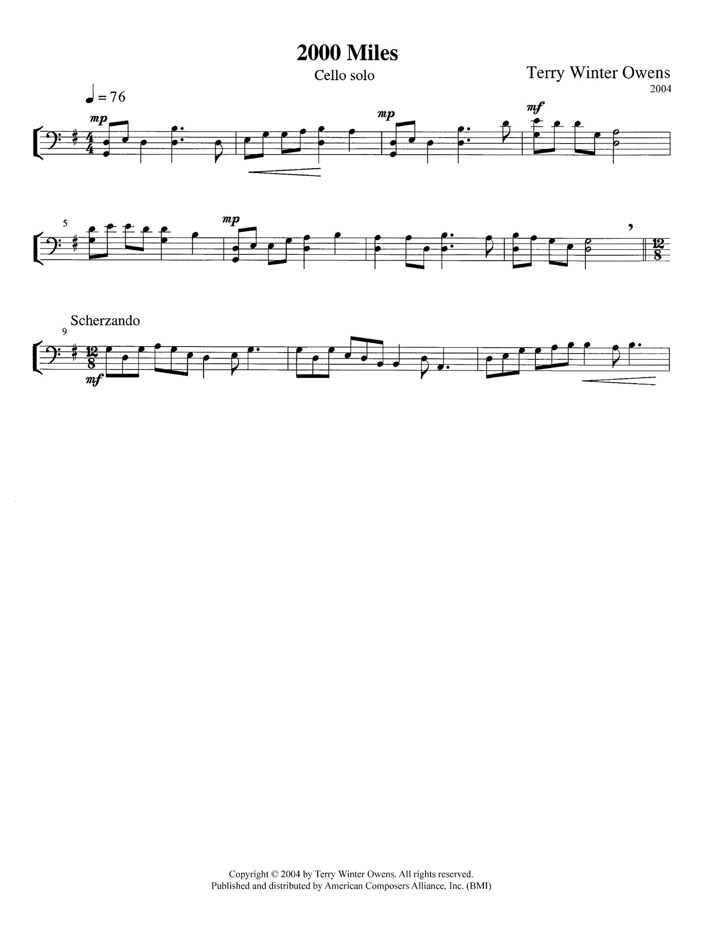 2000 Miles for Cello