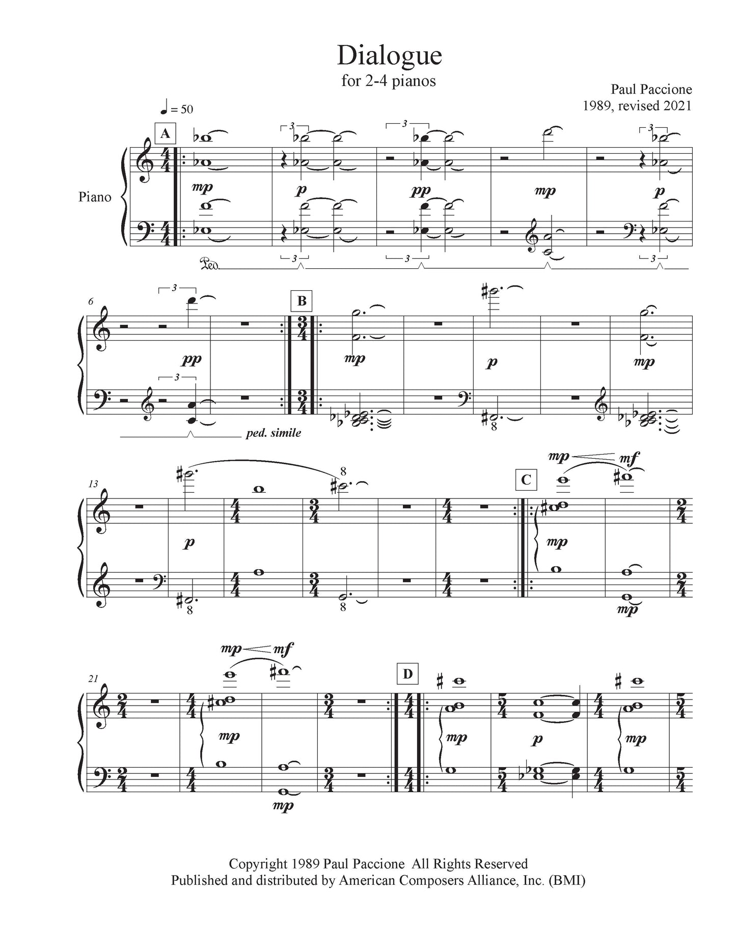 Dialogue for Two to Four Pianos