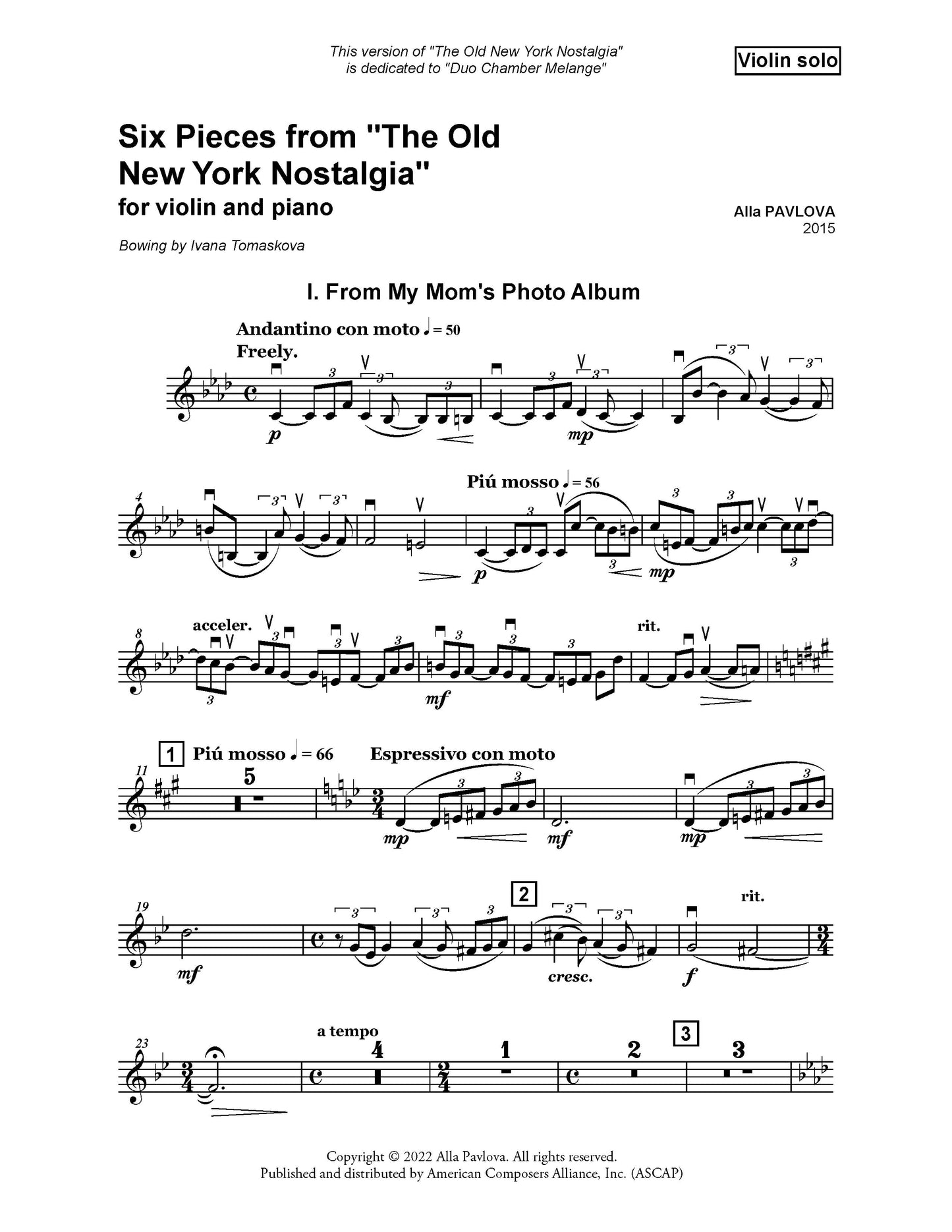 Six Pieces for Violin and Piano