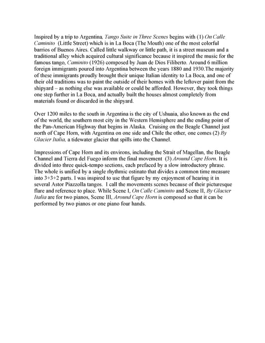 Tango Suite in Three Scenes - For Two Pianos