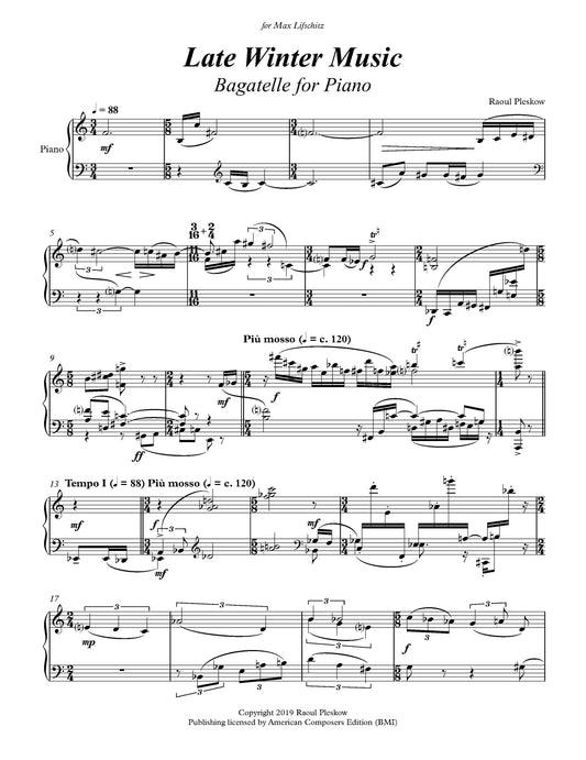 LATE WINTER MUSIC - BAGATELLE FOR PIANO