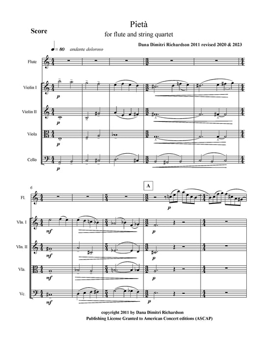 Pieta for Flute and String Quartet