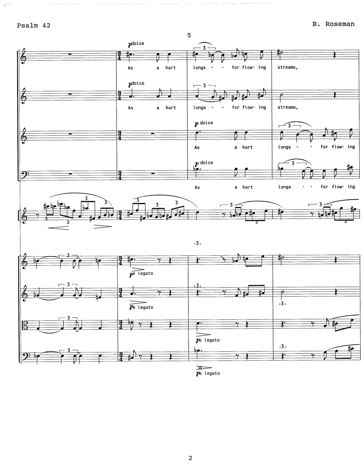 Psalm 42 for Mixed Chorus, Oboe, and String Orchestra