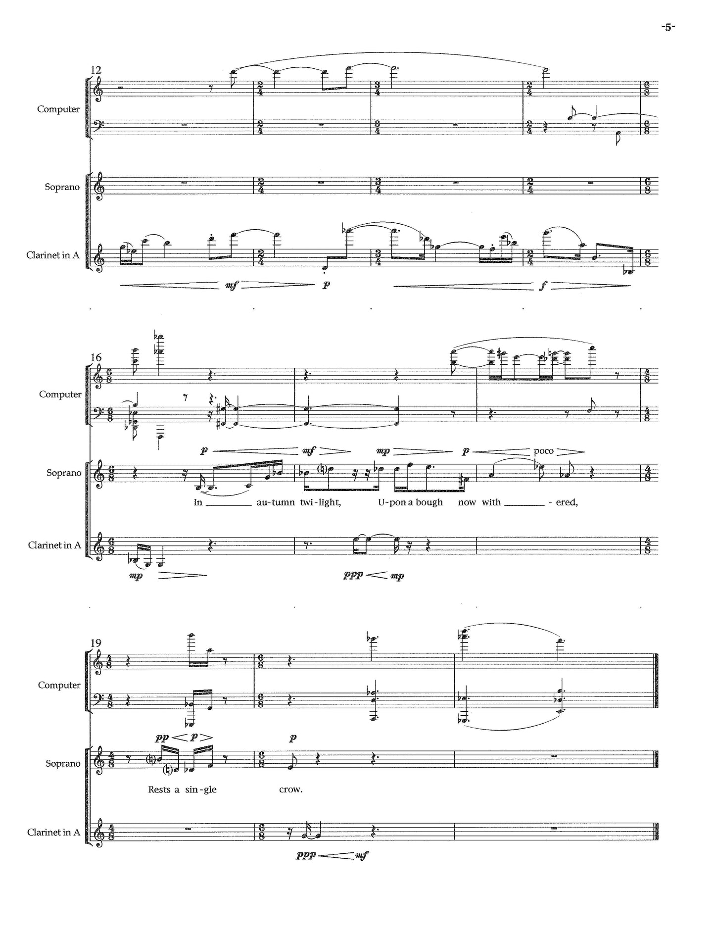 SIX HAIKU FOR SOPRANO, CLARINET IN A, AND COMPUTER