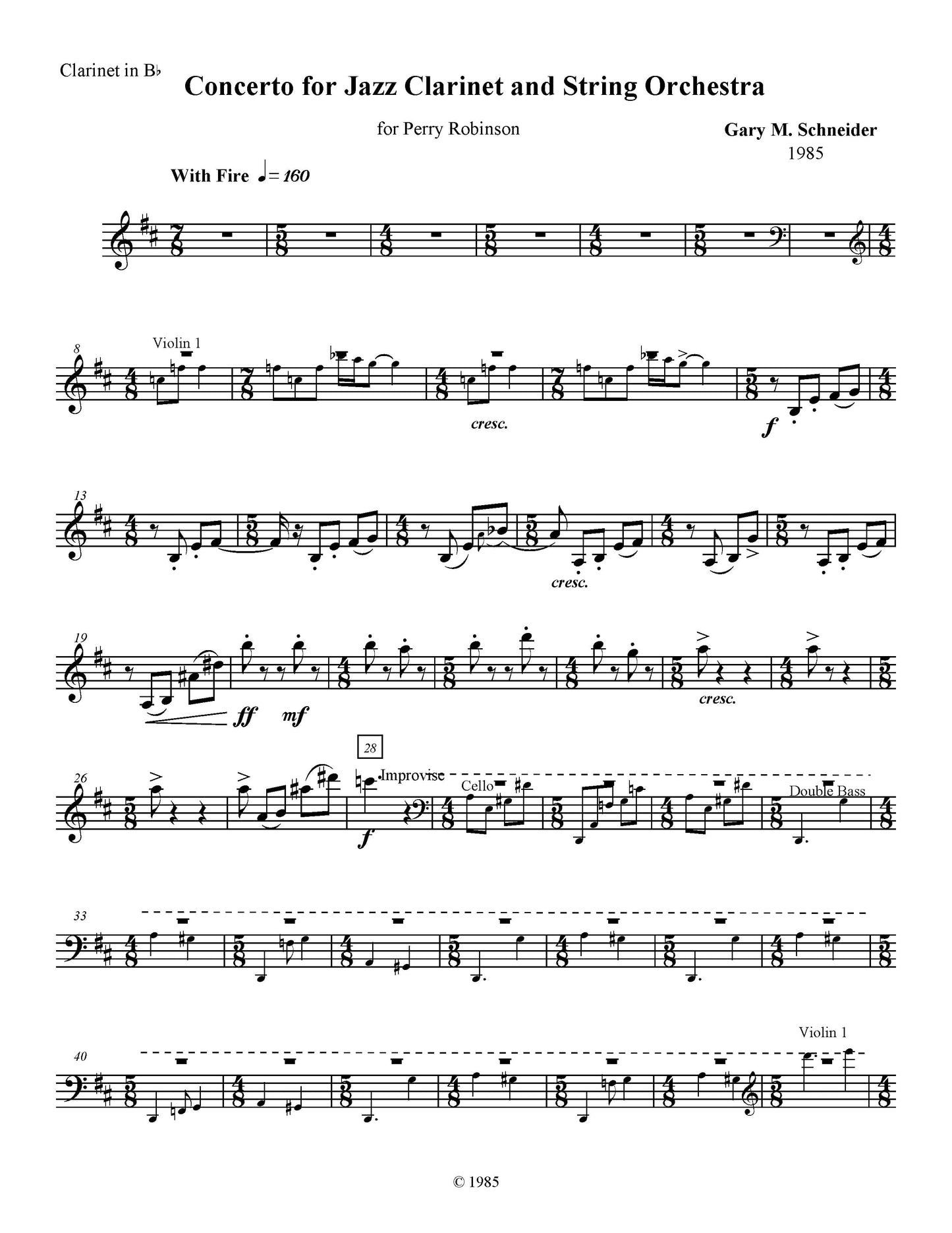 CONCERTO FOR JAZZ CLARINET and STRING ORCHESTRA