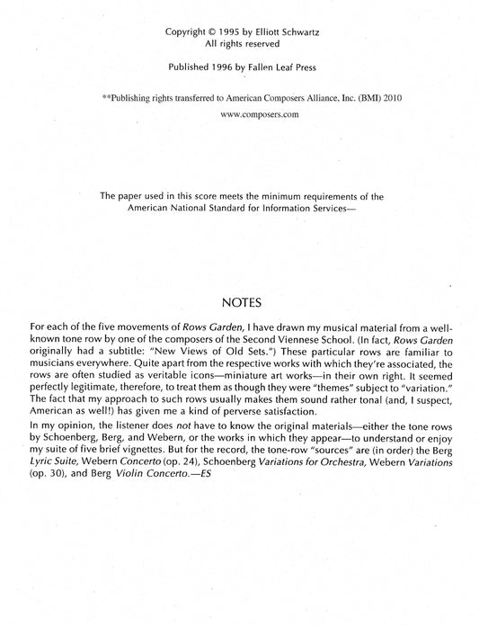 ROWS GARDEN (New Views of Old Sets)