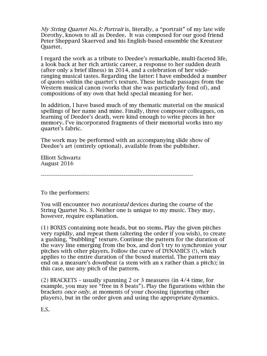 STRING QUARTET No. 3 "FOR DEEDEE"