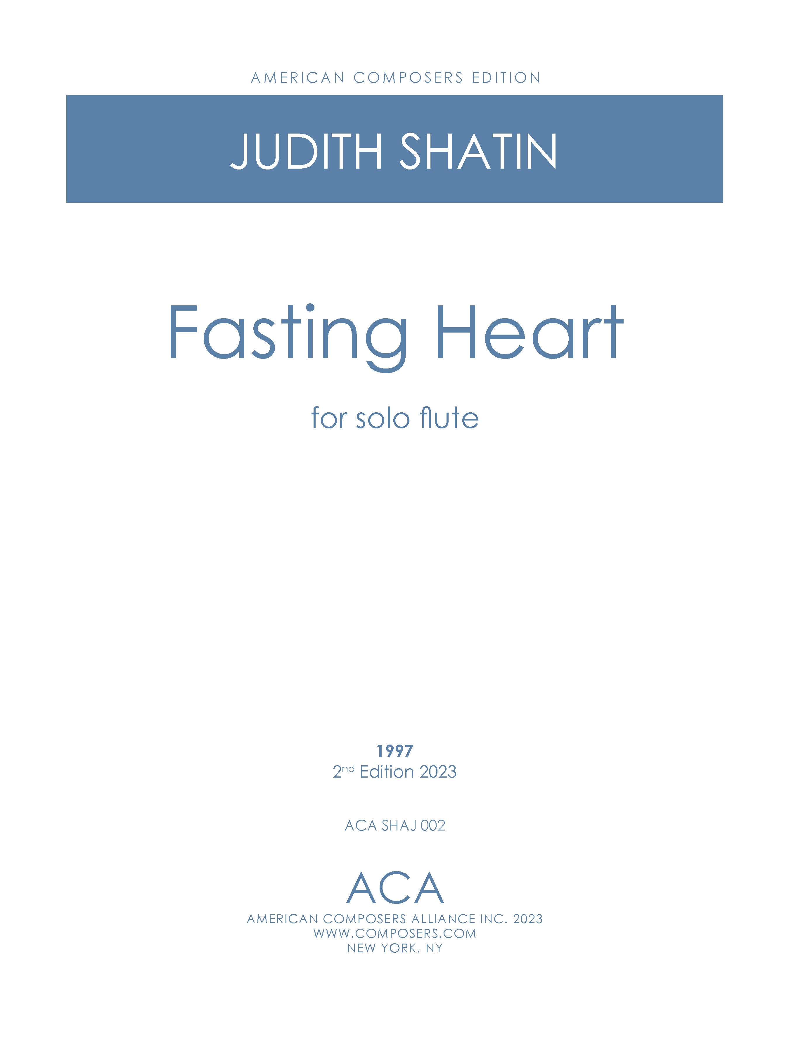 Fasting Heart – American Composers Alliance