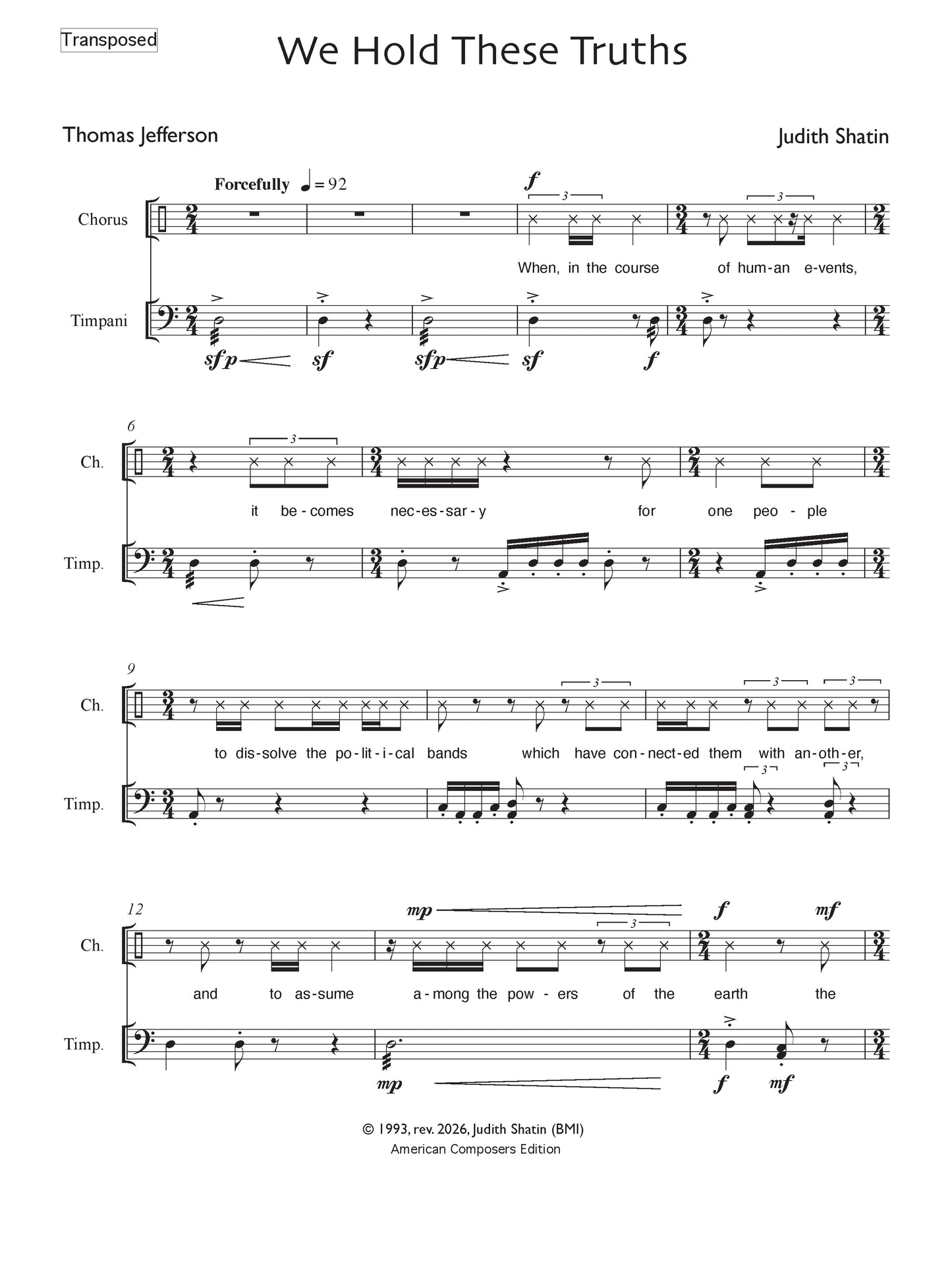 We Hold These Truths (with Brass Quintet and Timpani)