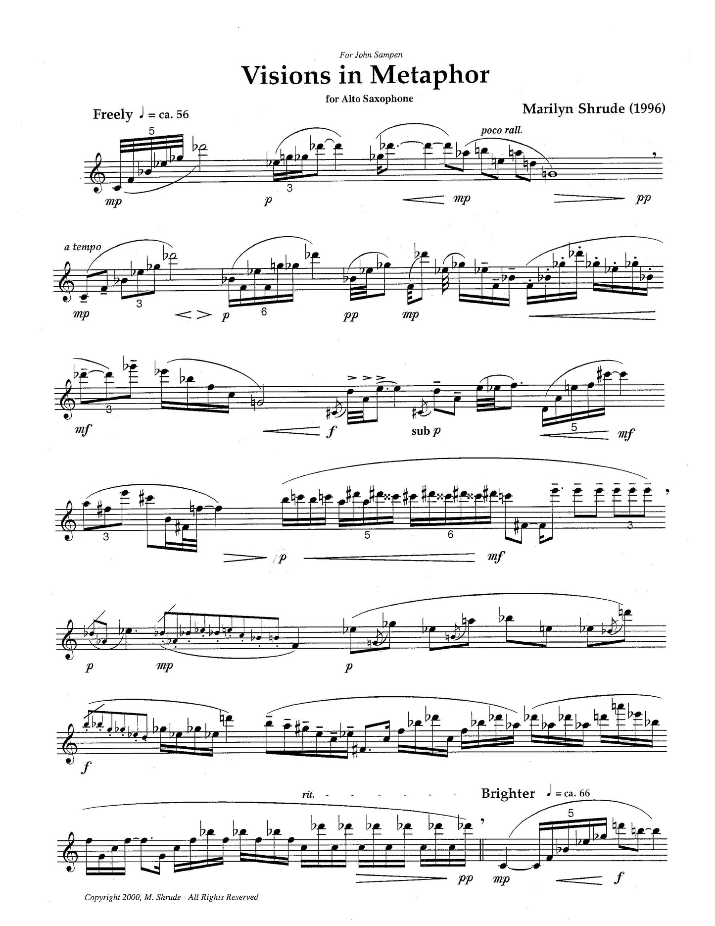 VISIONS IN METAPHOR for alto saxophone