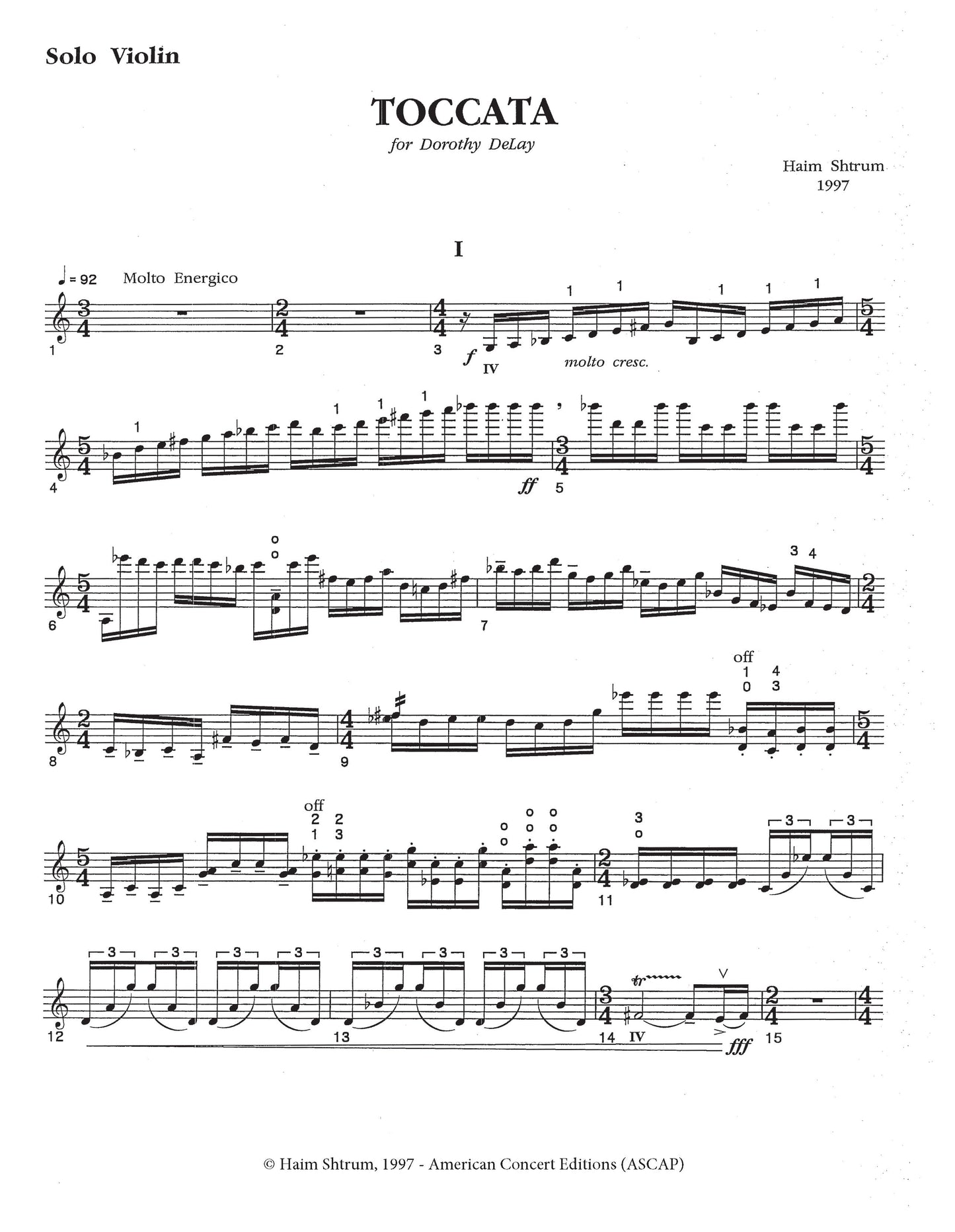 Toccata for Violin and Piano