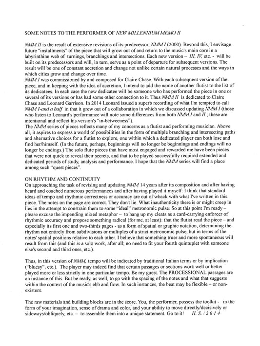 NEW MILLENNIUM MEMO II