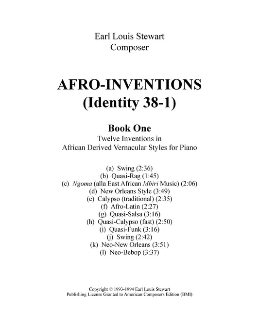 Afro-Inventions for Piano: Book 1