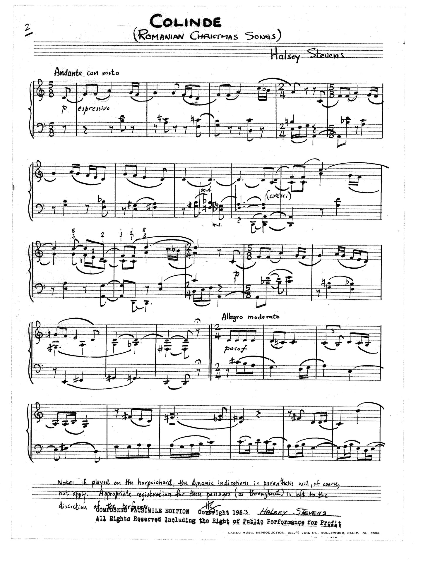 COLINDE Romanian Christmas Songs for piano or harpsichord