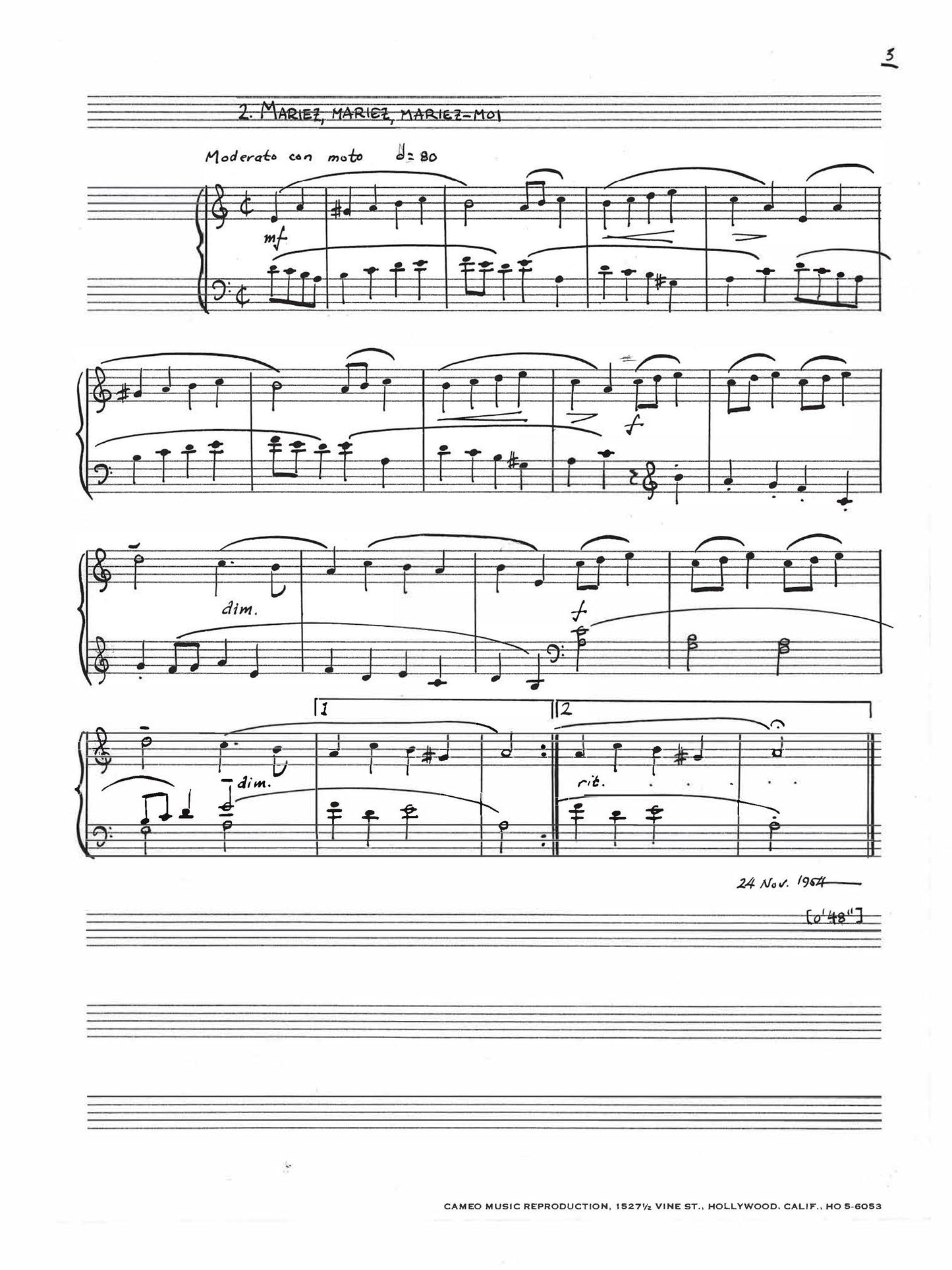 FIVE OLD FRENCH SONGS