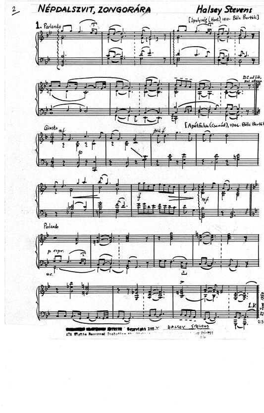 MAGYAR FOLK SONGS (NEPDALSZVIT) for piano