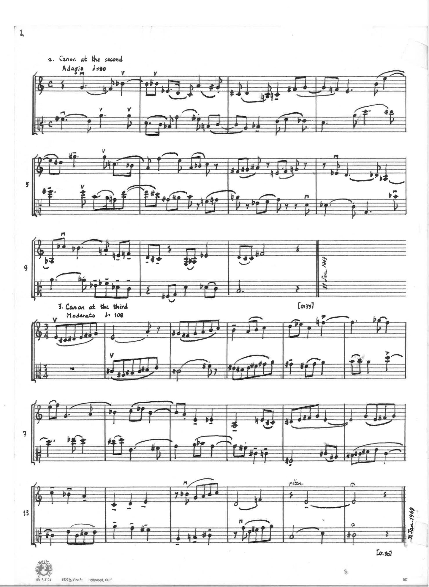 EIGHT CANONS for two violas