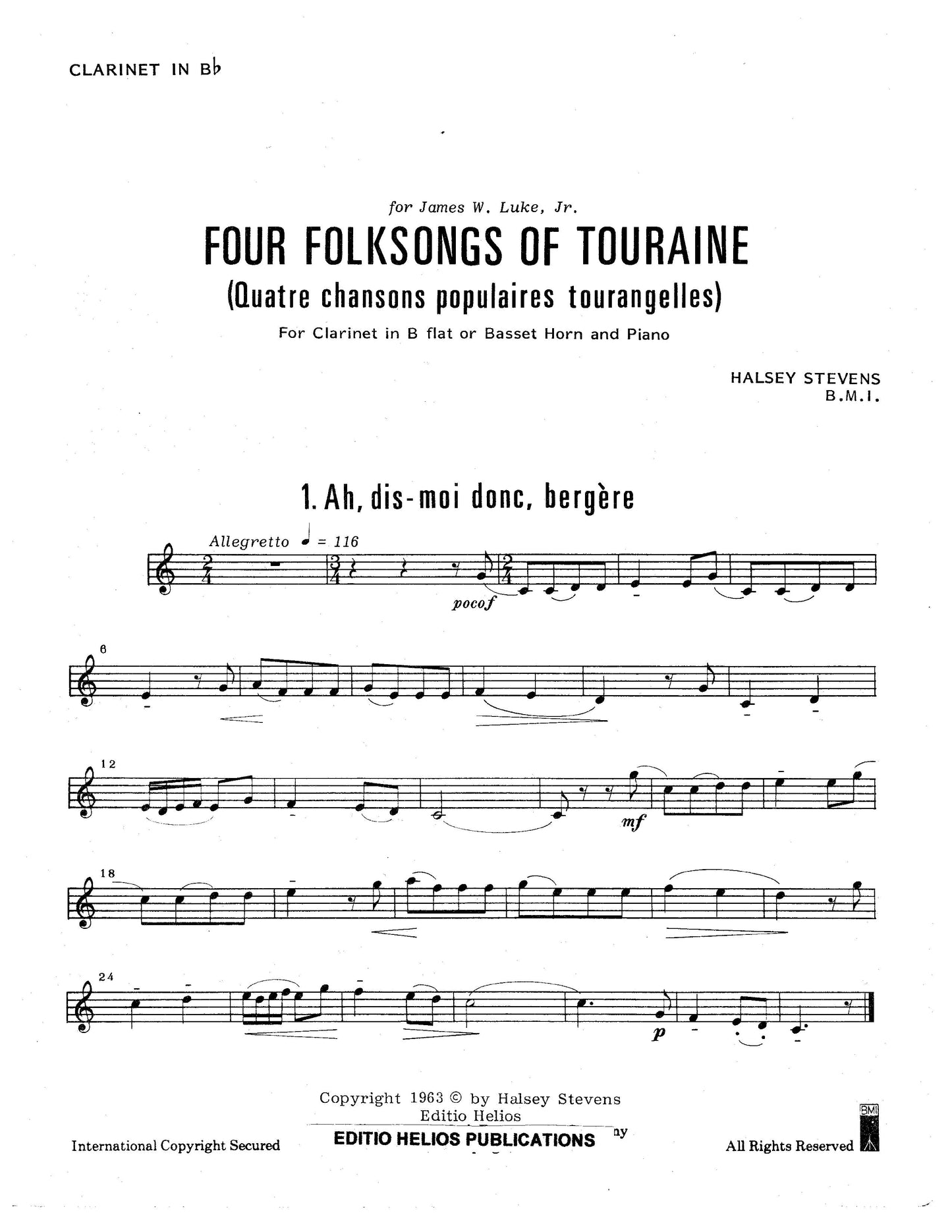 Four Folksongs of Touraine - Quatre chansons populaires tourangelles