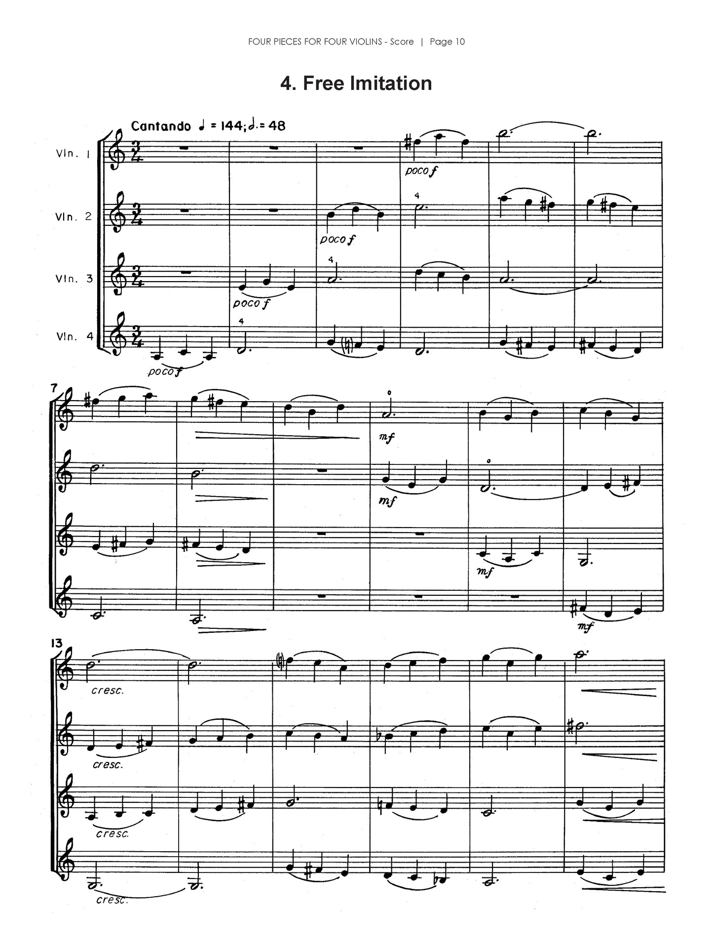 Four Pieces for Four Violins