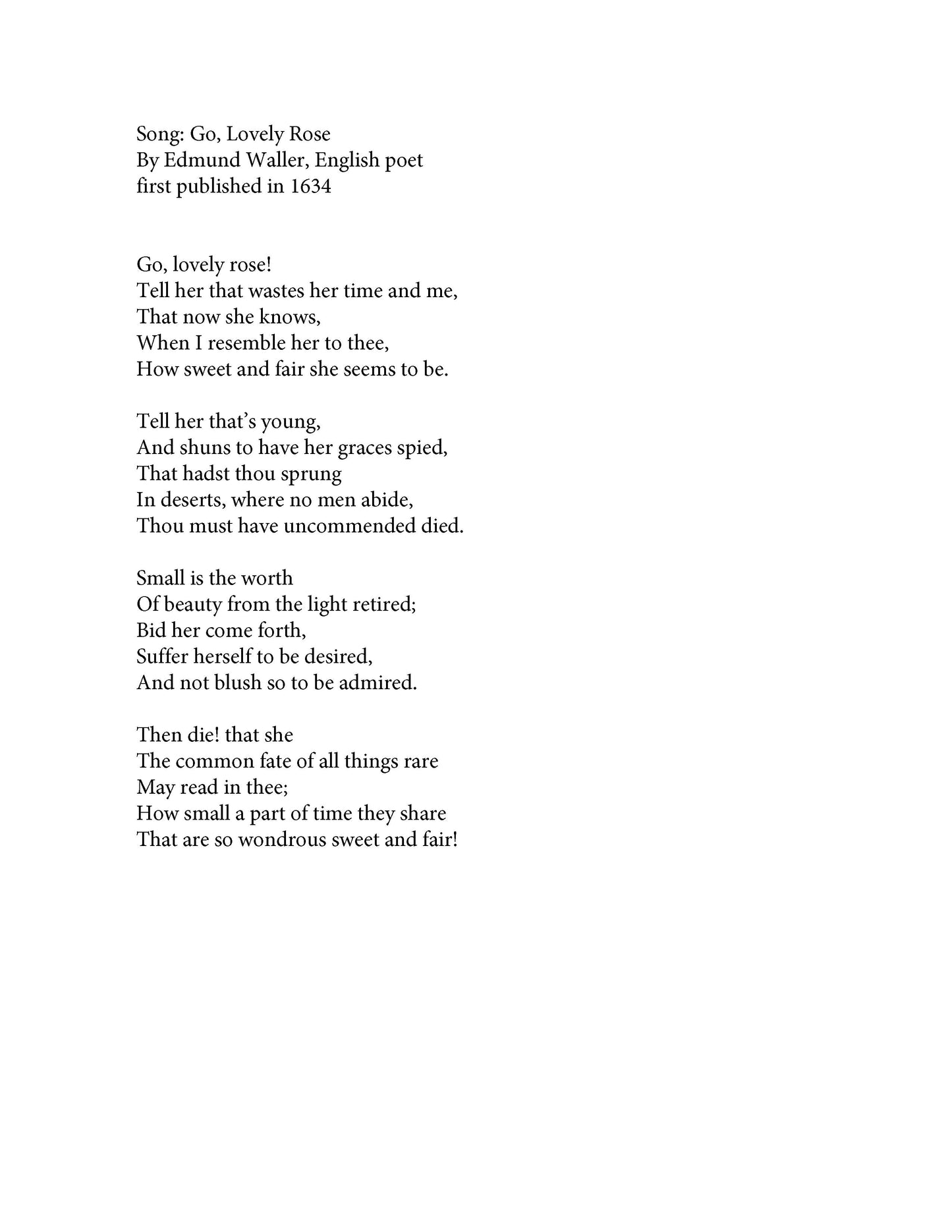 GO LOVELY ROSE - SATB a cappella