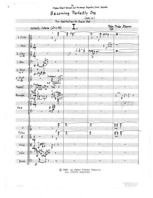 Becoming Perfectly One (2 Meditations for Cham Orch)