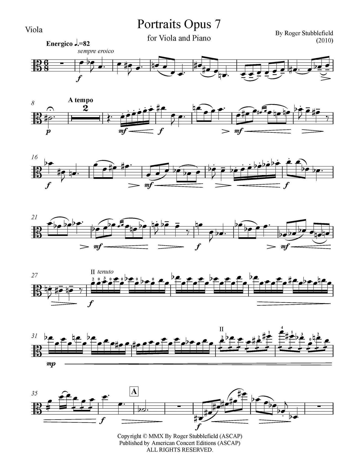 Portraits for Viola and Piano, Op. 7