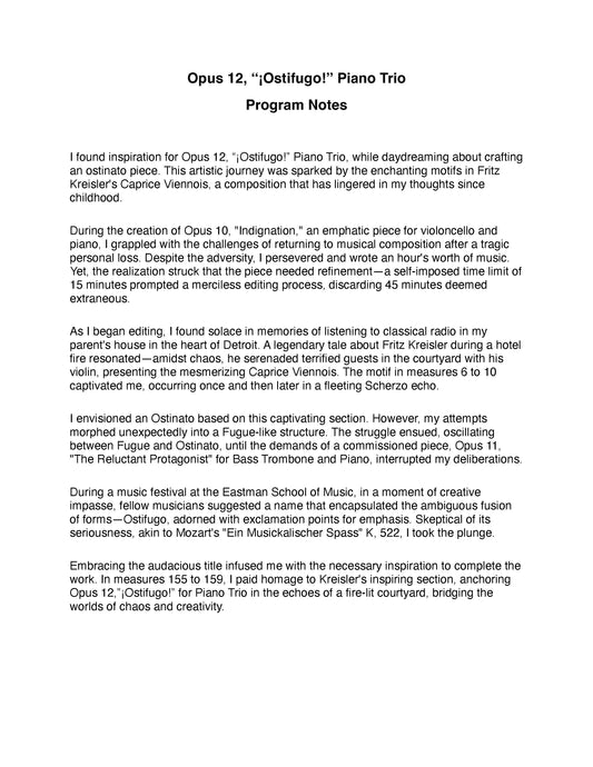 Ostifugo, Op. 12