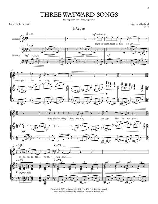 Three Wayward Songs, Op. 13