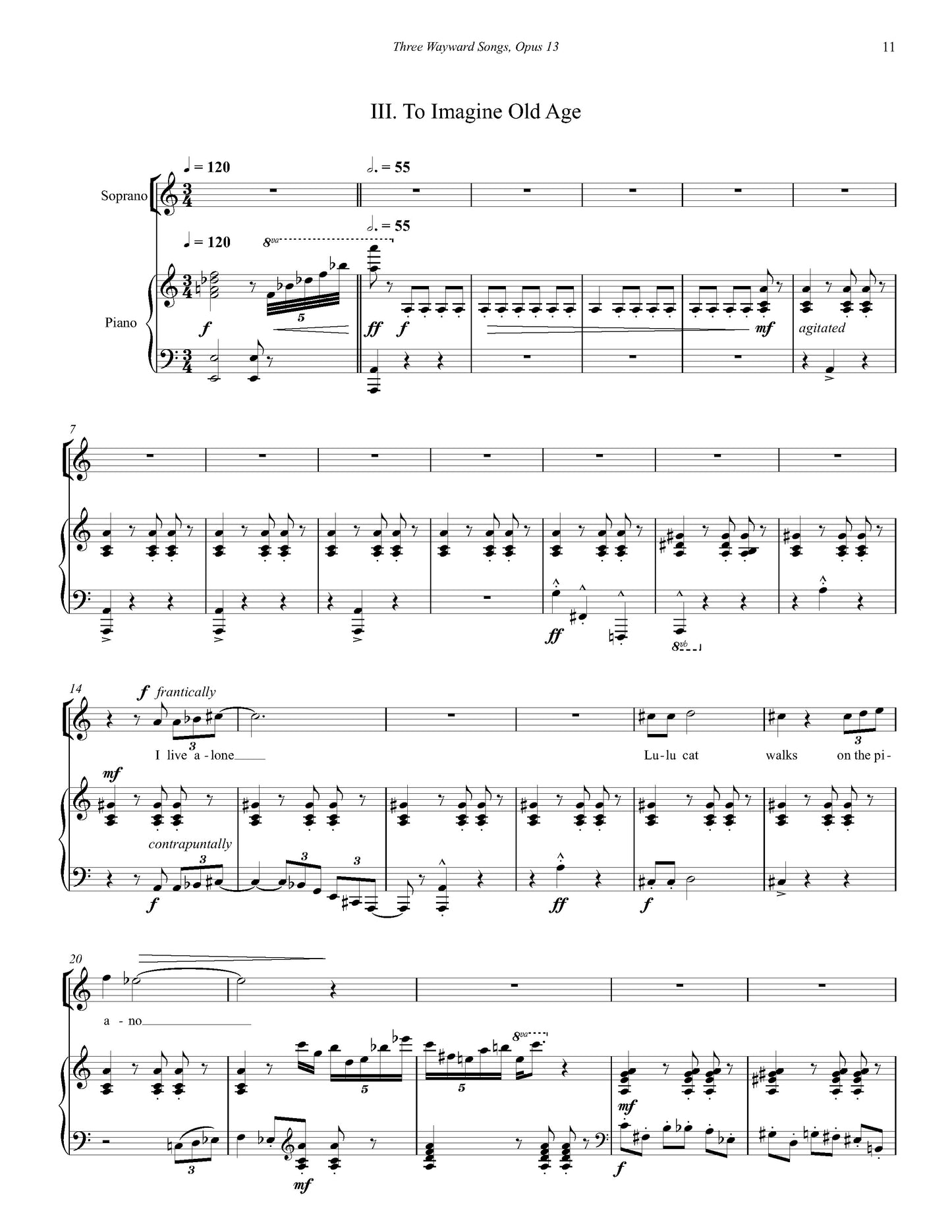 Three Wayward Songs, Op. 13