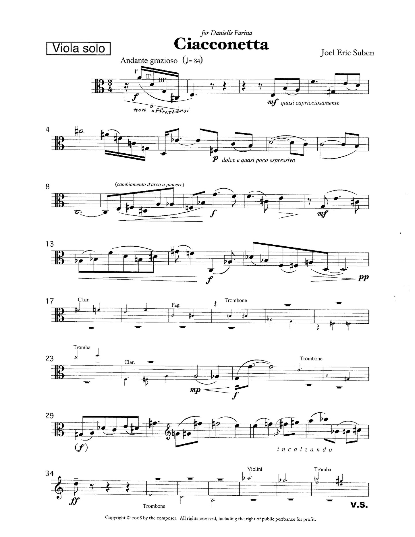 CIACCONETTA for viola and orchestra