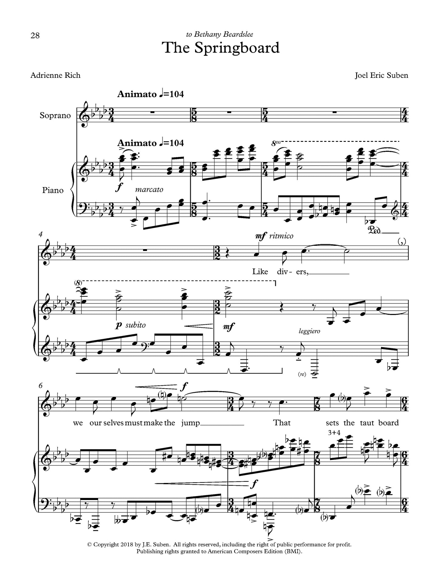 FOUR SONGS ON POEMS OF ADRIENNE RICH