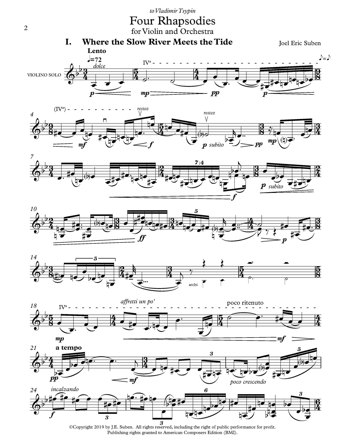 FOUR RHAPSODIES- vln-piano