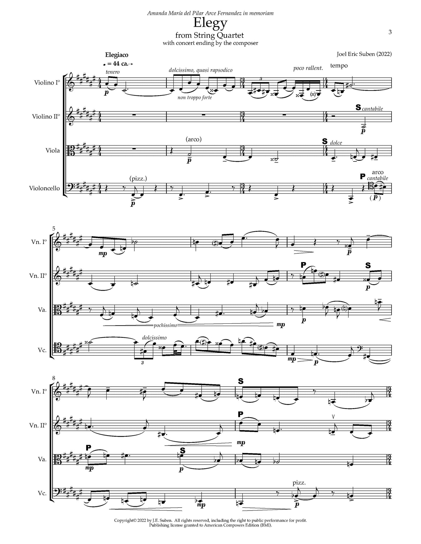 Elegy from "String Quartet"