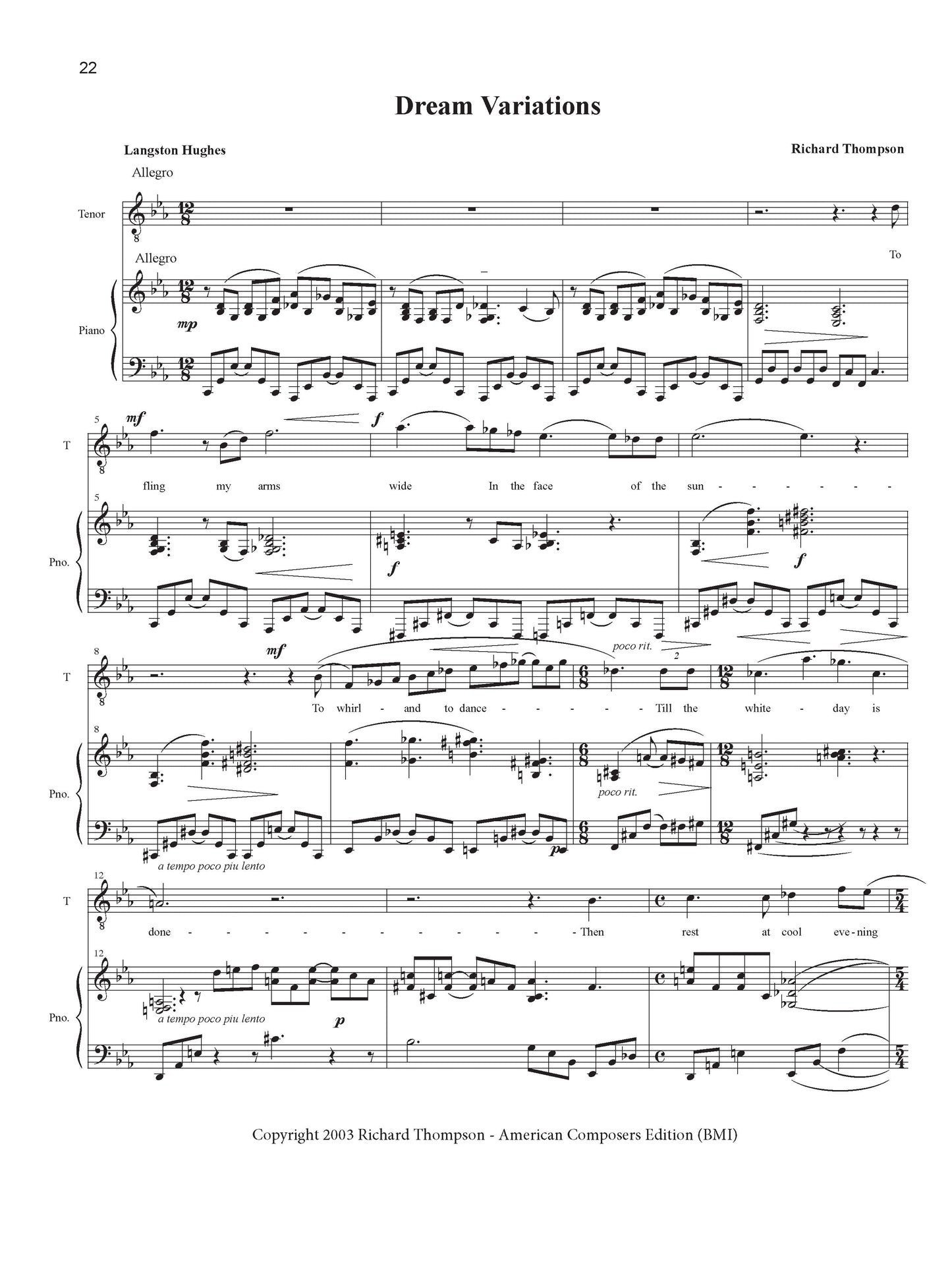DREAM VARIATIONS (Tenor)