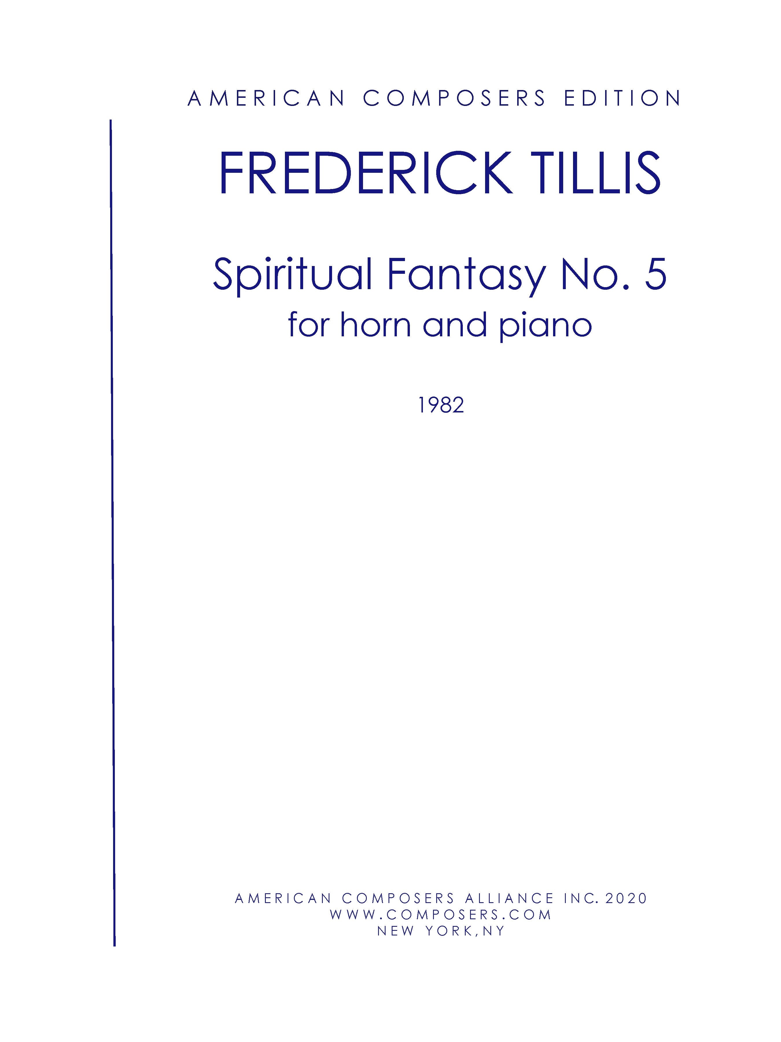 SPIRITUAL FANTASY NO. 5 – American Composers Alliance