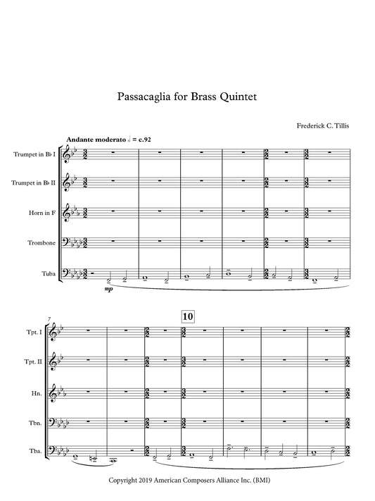 PASSACAGLIA for Brass Quintet