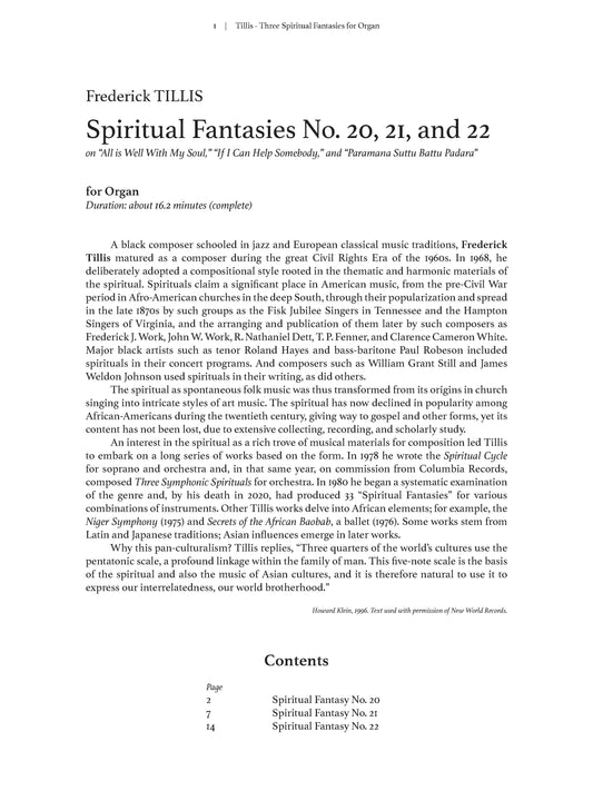 Three Spiritual Fantasies for Organ Nos 20 -21 - 22