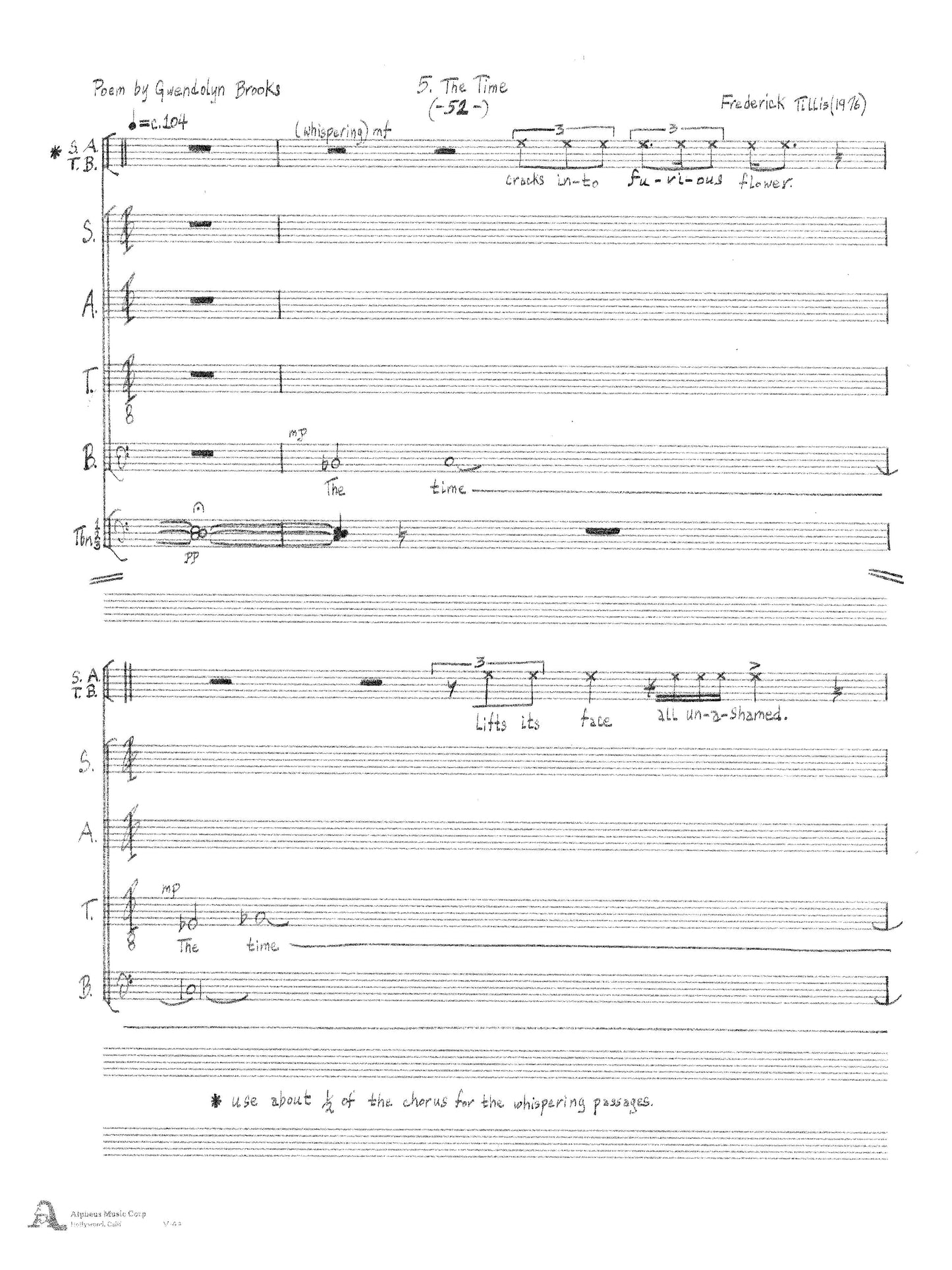 FIVE SPIRITUALS for chorus and brass ensemble