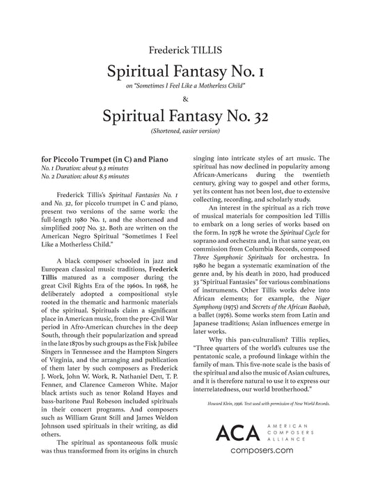 Spiritual Fantasies No. 1 & 32: "Sometimes I feel like a motherless child"