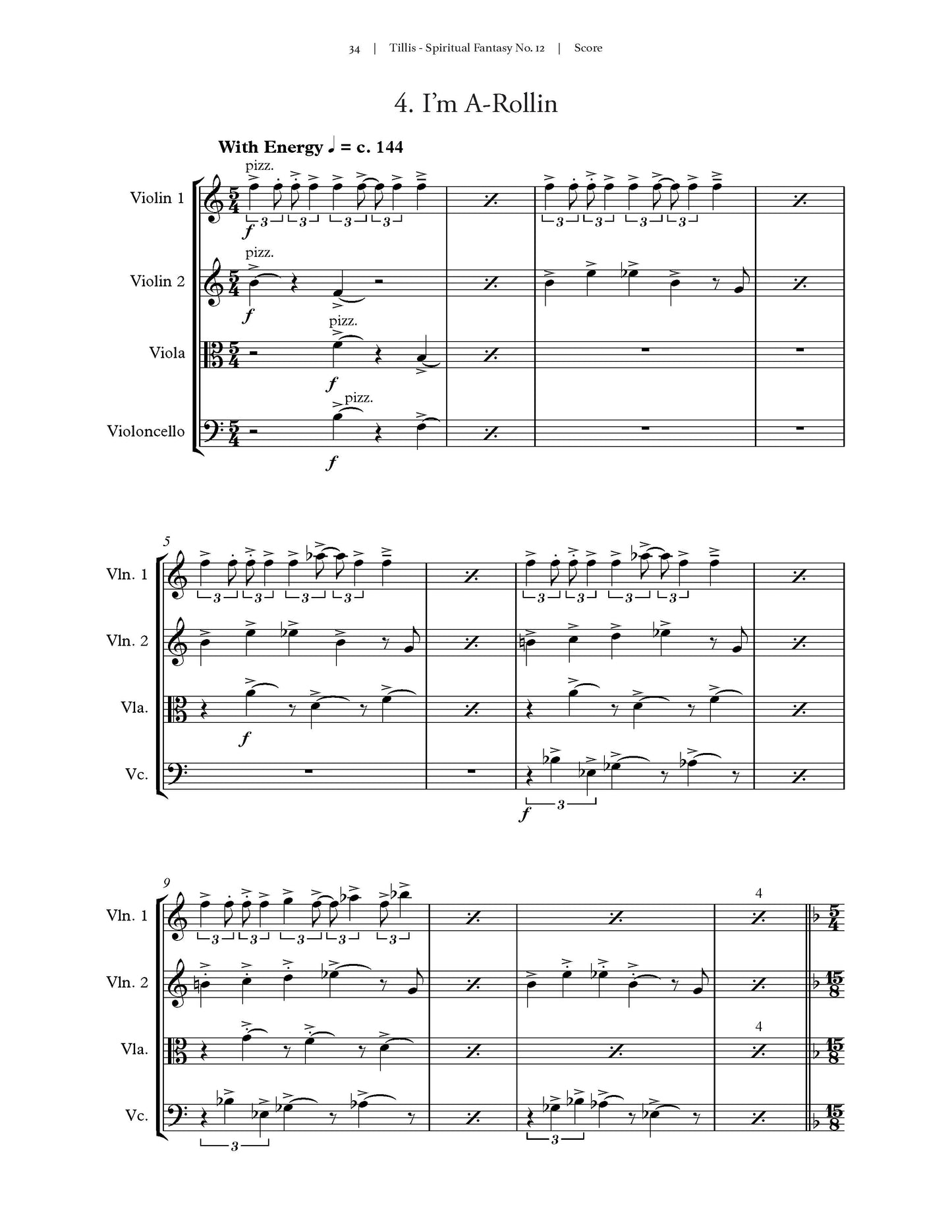 SPIRITUAL FANTASY NO. 12 SUITE FOR STRING QUARTET