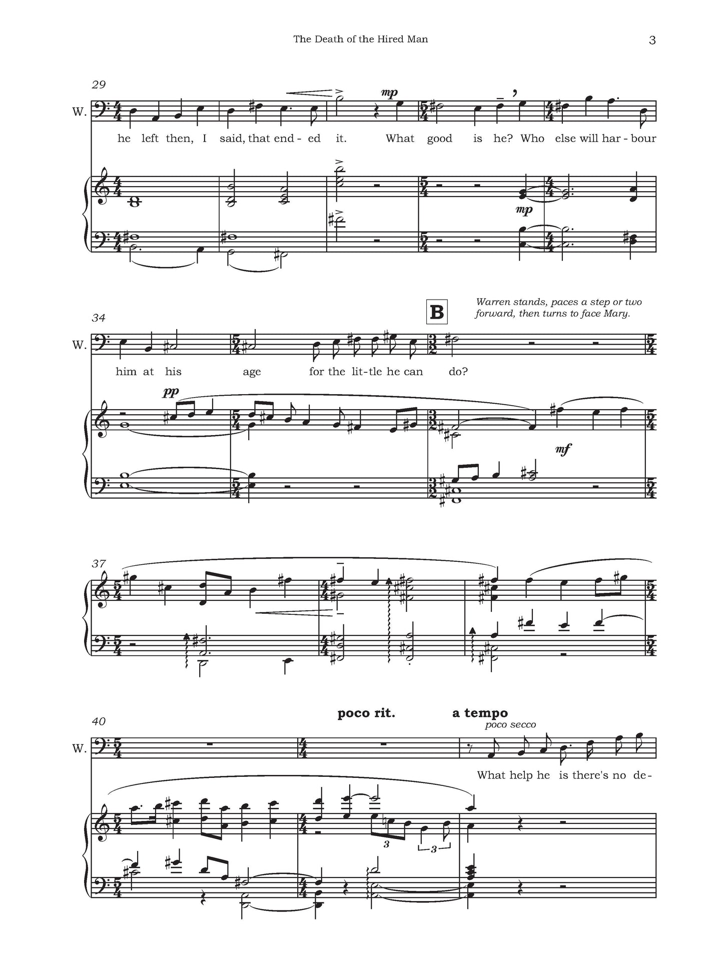 DEATH OF THE HIRED MAN (piano vocal)