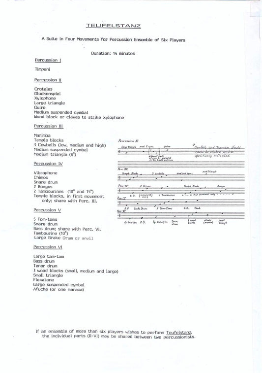 TEUFELSTANZ FOR PERCUSSION ENSEMBLE