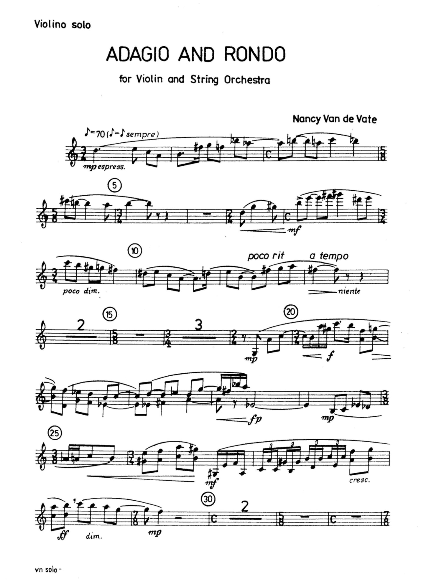 ADAGIO AND RONDO FOR VIOLIN AND STRING ORCHESTRA